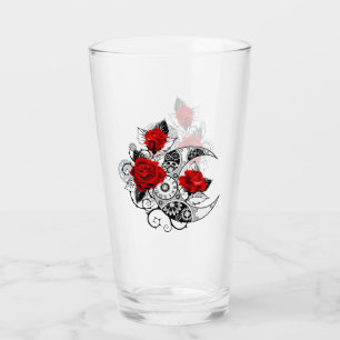 Verre Croissant mécanique avec roses rouges