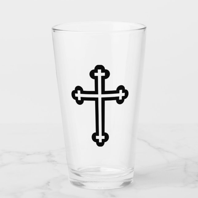 Verre Croix chrétienne noire (Devant)