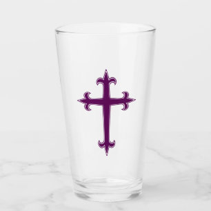 Verre Croix chrétienne pourpre