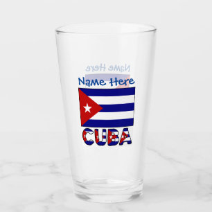 Verre Cuba et bleu foncé Drapeau cubain Personnalisation