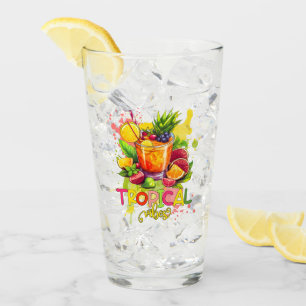 Verre Cubes tropicaux - Vibes d'été Aquarelle Fruits