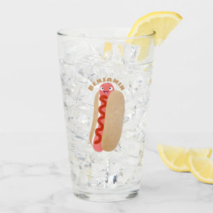 Verre Curieux hot dog Weiner dessin animé
