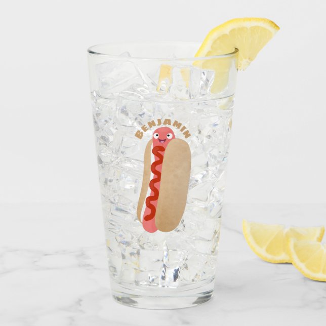 Verre Curieux hot dog Weiner dessin animé (Dos glace)