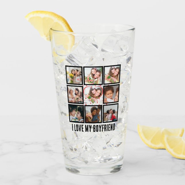 Verre Custom Cute I love my boyfriend 9 Collage photo (Devant glace)