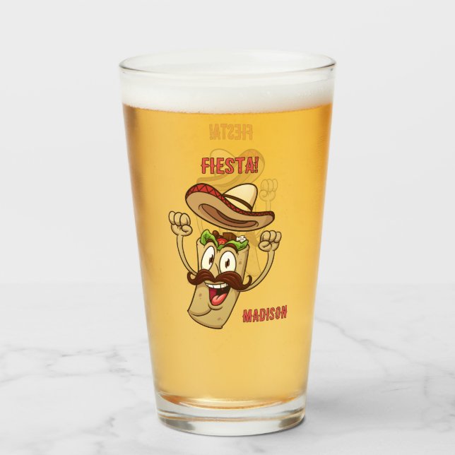 Verre Custom Name & Text Mexican Fiesta (Dos (rempli))