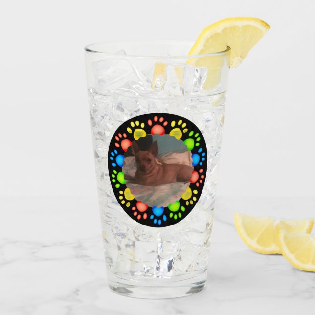 Verre Cute Animal Chien Paw Photo Boire (Dos glace)