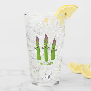 Verre Cute asperges chantant un trio végétal dessin anim