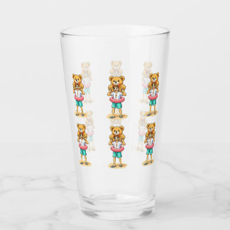 Verre Cute Cartoon Man with Giant Teddy Bear Summer Fun
