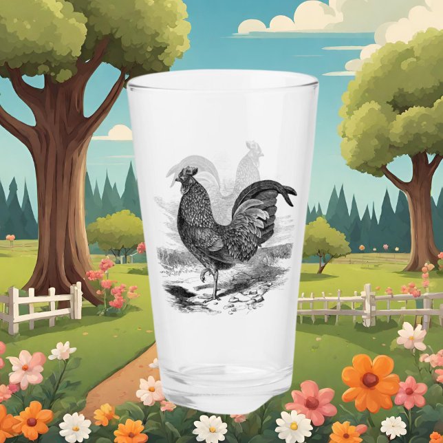 Verre Cute Country vintage coq (Créateur téléchargé)