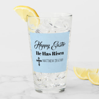 Verre Cute Happy Easter He Has Risen Bible Verse Blue