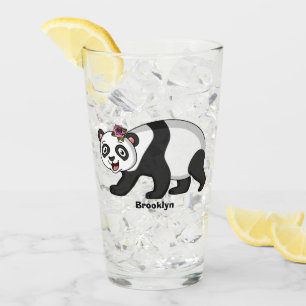 Verre Cute happy panda bear with flower cartoon