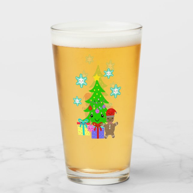 Verre Cute Kawaii Face à l'arbre de Noël Scène, ZSG (Devant (rempli))