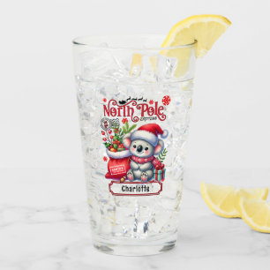 Verre Cute Koala Chirstmas Nom personnalisé