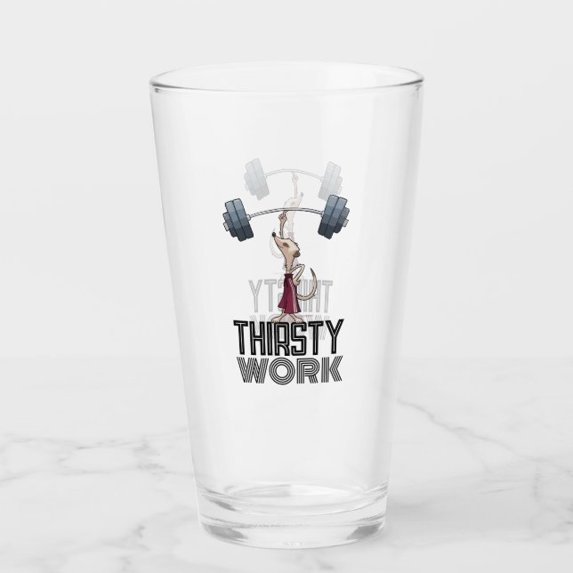 Verre  Cute Meerkat Thirsty Work Weightlifting Cartoon (Devant)