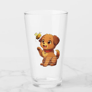Verre Cute Puppy with Bee Cartoon Drinking Glass