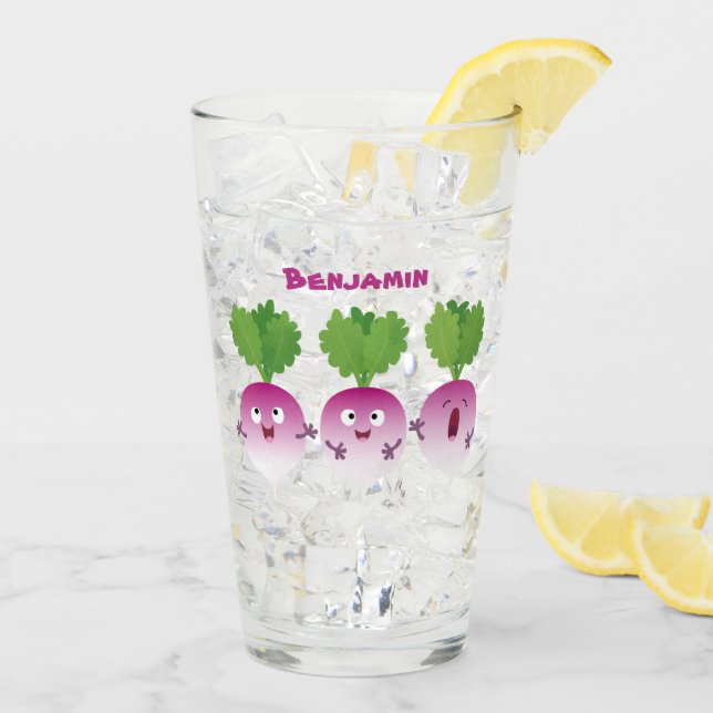 Verre Cute turnip légumes trio chanter dessin animé (Dos glace)