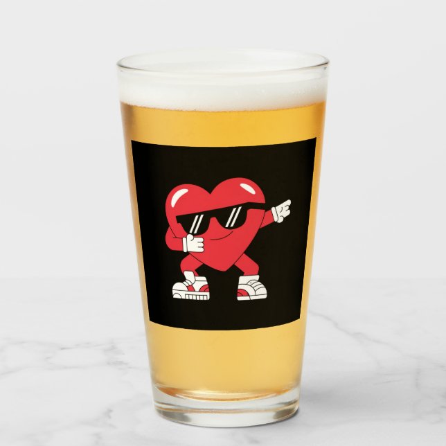 Verre Dabbing Coeur drôle Cadeaux Valentines Jour (Devant (rempli))