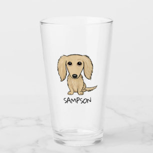 Verre Dachshund à crème à poils longs Chien mignon per
