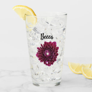 Verre Dahlia Fleur Violet Profond Personnalisé