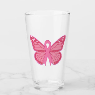 Verre Dans Le Papillon Rose