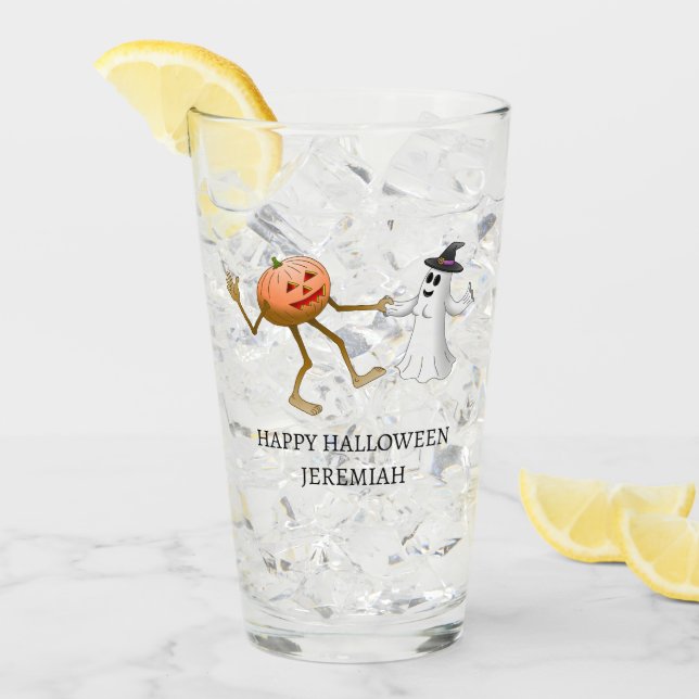 Verre Danser Halloween Citrouille et fantôme (Devant glace)