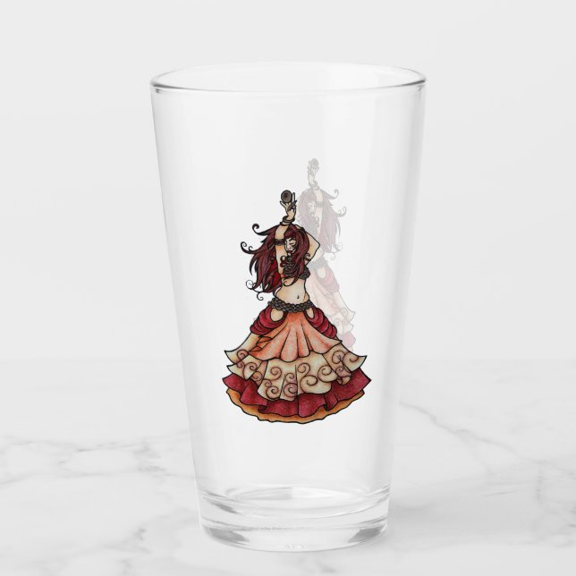 Verre Danseur du ventre d'émbre avec zills (Devant)