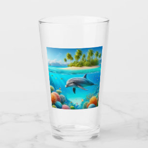 Verre Dauphin sous-marin coloré tropical/hawaïen