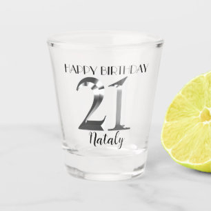 Verre de 21e anniversaire en argent métallique