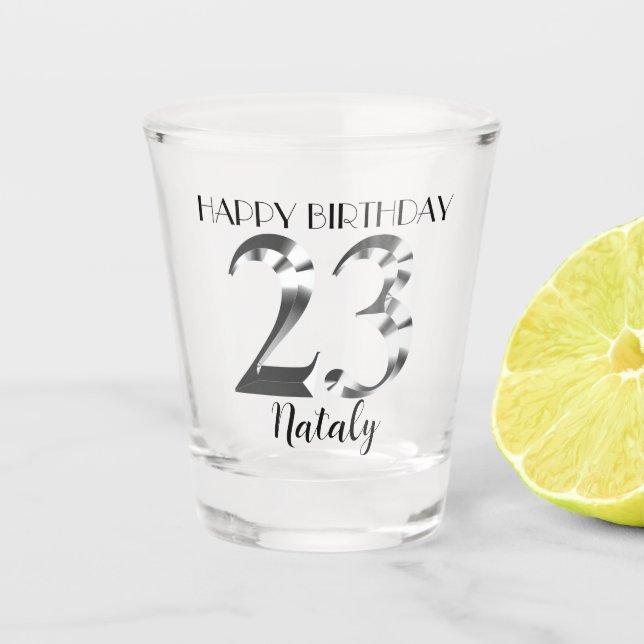 Verre de 23e anniversaire en argent métallique (Devant)