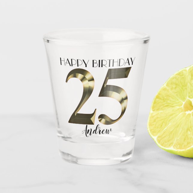 Verre de 25e anniversaire en or métallique (Devant)
