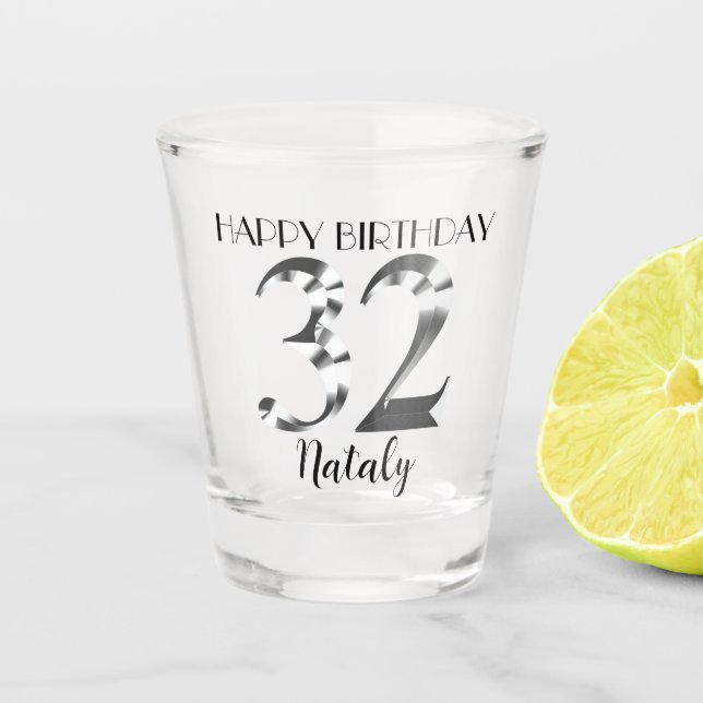 Verre de 32e anniversaire en argent métallique (Devant)