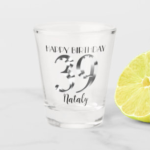 Verre de 39e anniversaire en argent métallique