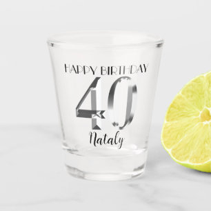 Verre de 40e anniversaire en argent métallique