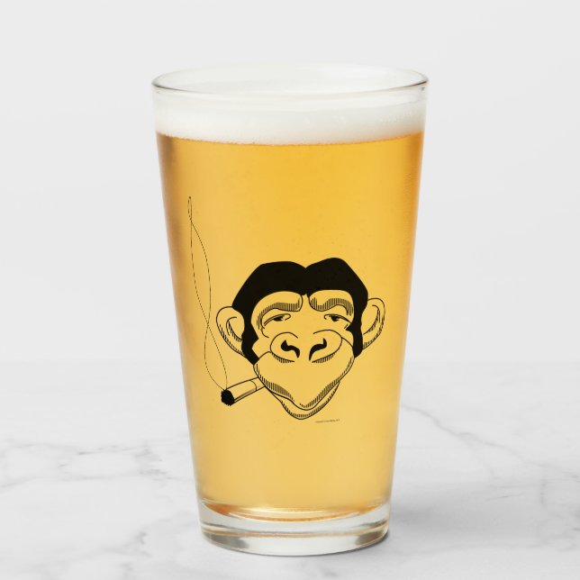 Verre De Bière Chimp Fumant Iconique (Devant (rempli))