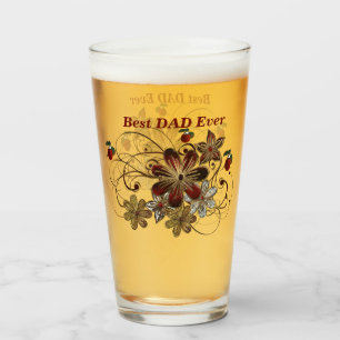 Verre de bière d'art floral personnalisé pour papa