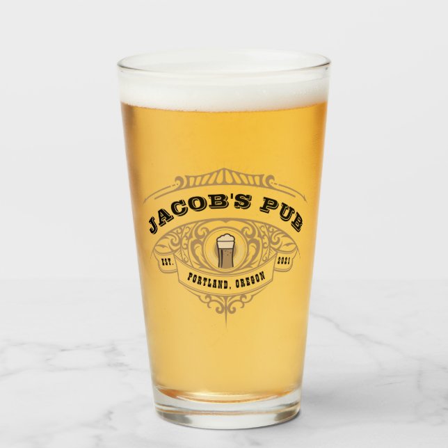 Verre de bière de brasserie personnalisée (Devant (rempli))