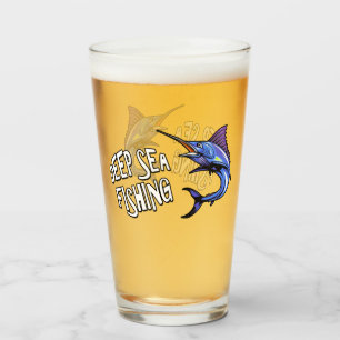 Verre de bière pinte de pêche en mer