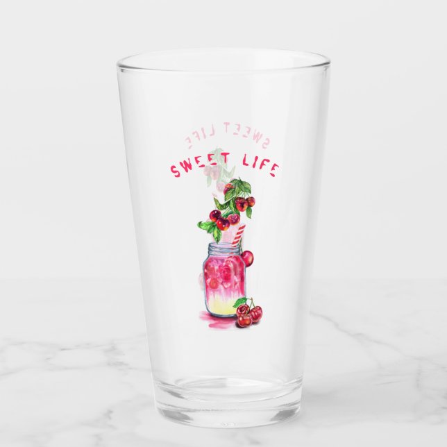Verre de boisson de cerise fraîche - Texte personn (Devant)