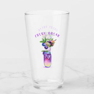 Verre de boisson fraîche aux bleuets - Texte perso