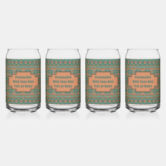 Verre de boisson Turquoise géométrique sur mesure  (Recto)