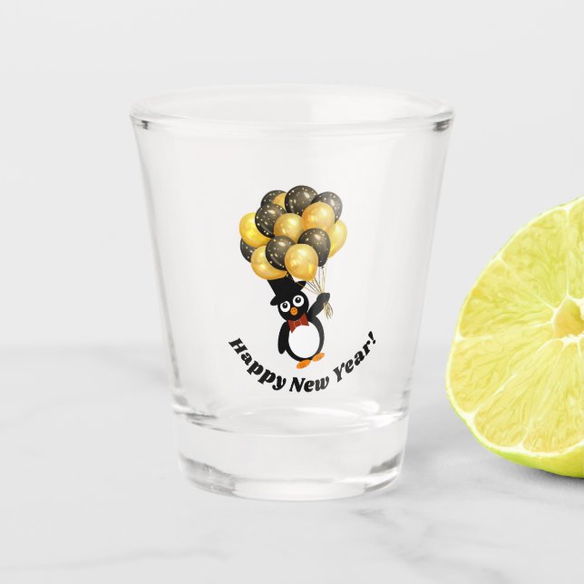 Verre de chasse de pingouin de la nouvelle année (Devant)