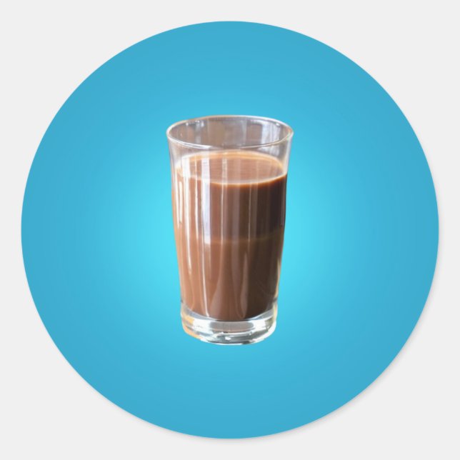Verre de lait de chocolat Sticker rond classique (Devant)