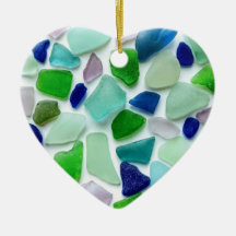 Verre de mer Coeur Ornement de la fête des mères
