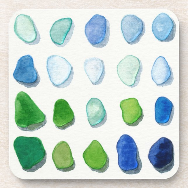 Verre de mer, dessous de verre en verre d'art de (Devant)