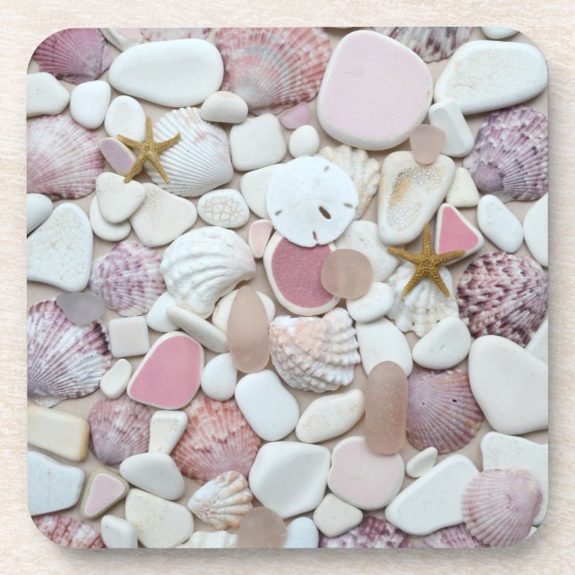 Verre de mer, dessous de verre roses en verre de (Devant)