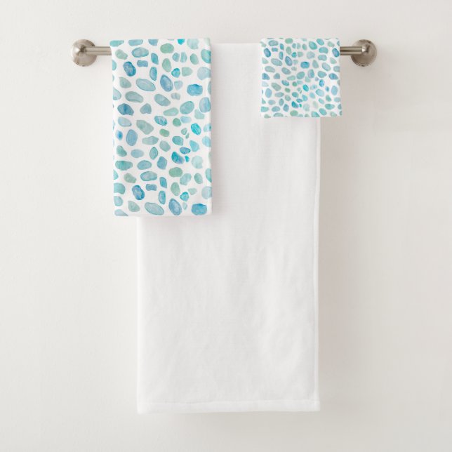 Verre de mer Turquoise Plage Motif Ensemble de ser (En situation)
