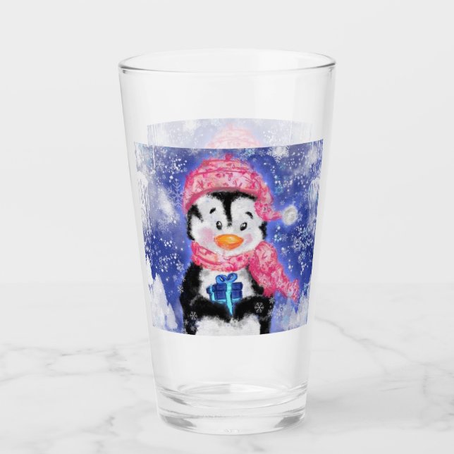 Verre de pingouin de Noël mignon (Devant)