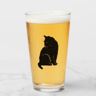 Verre de pinte de chat noir