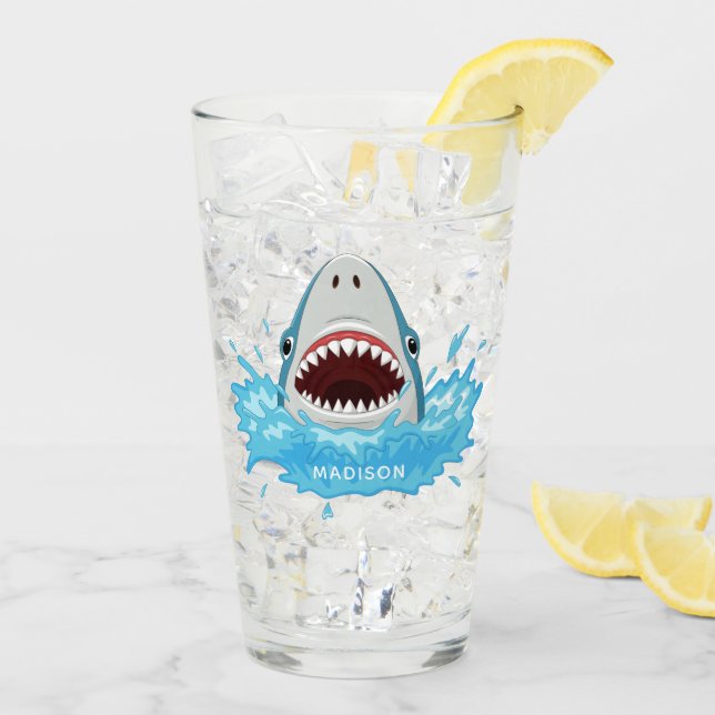 Verre de pinte personnalisé Funny Shark (Dos glace)