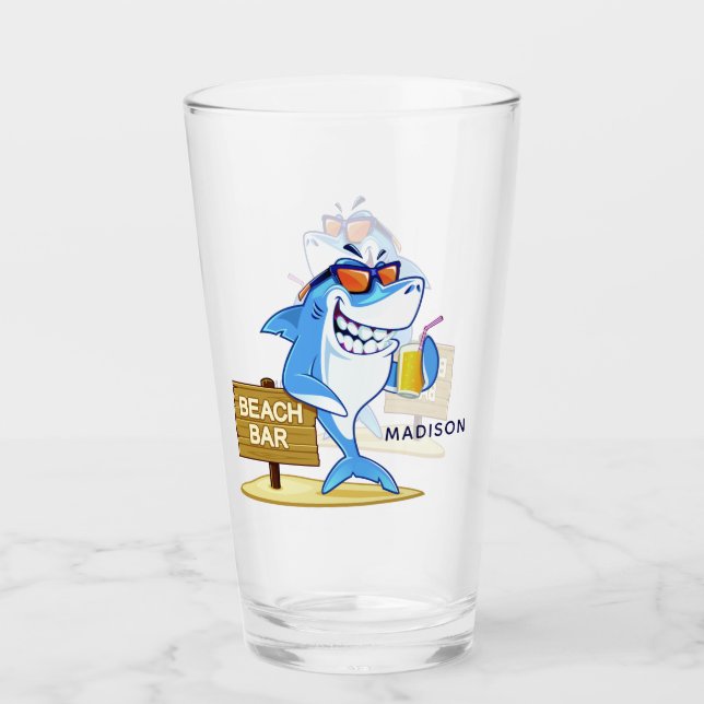 Verre de pinte personnalisé Funny Shark (Devant)
